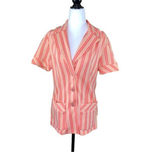 Vintage Wyndham Orange Striped ShortSleeve Button Up Blazer
